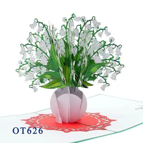 Zambak vadi 3D Pop Up kart toptan kağıt çiçekler el yapımı Vietnam sıcak ürün özel çiçekler tebrik