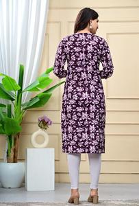 パキスタンインドストレート<span class=keywords><strong>Kurti</strong></span> | スタイリッシュな刺繍デザイン | 毎日の使用のための女性のロングチュニック