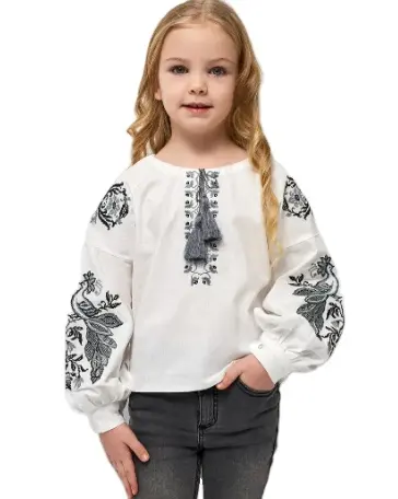 Blusa ucrânica bordada, blusa feminina bordada de manga longa de algodão