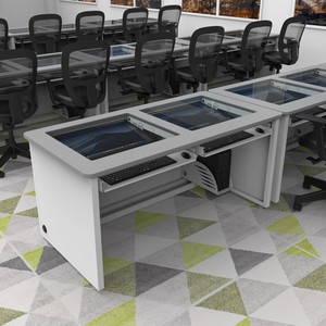 VersaDesk Comfortable Convertible Office Desk in Grey Downview Design for <strong>Optimal</strong> <strong>Computer</strong> Use - Product Image 3