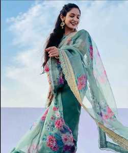 Tasarımcı organze SAREE dijital baskı SAREE moda - Product Image 6