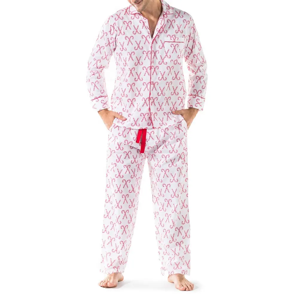Long Durable Custom Men's Sleepwear Confortável Flare Sleeping Suit Set Manga Longa Clássico Respirável Pijama terno no preço de atacado