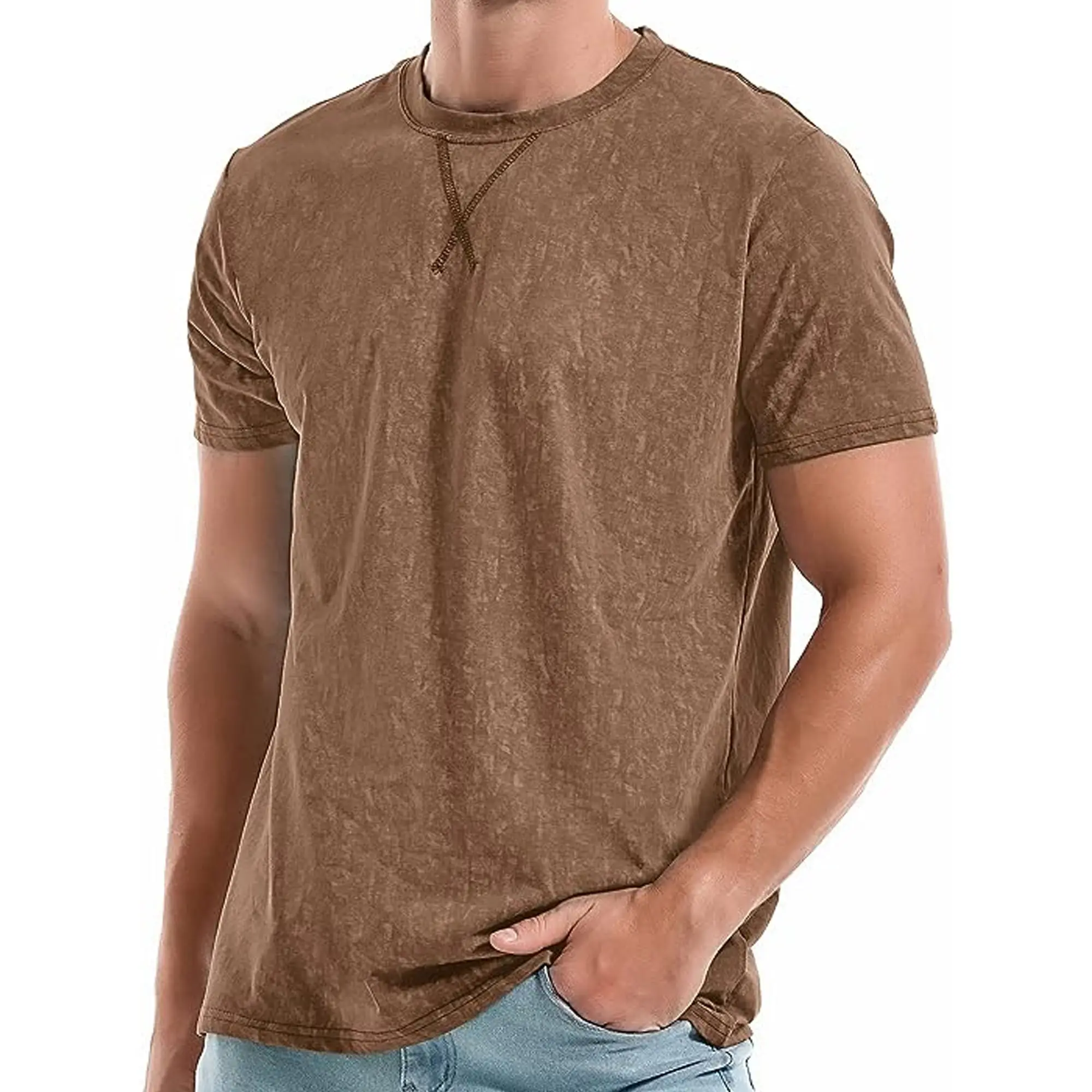 Camiseta de rayón de poliéster y algodón de brezo supersuave Unisex para hombre, camisetas de tres mezclas lisas con estampado personalizado