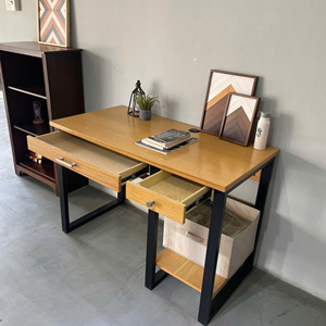 Home Office Writing <strong>Desk</strong> with 2 Drawers Makeup Vanity Console Table <strong>Simple</strong> Style PC Table with Metal Frame Study <strong>Computer</strong> <strong>Desk</strong> - Product Image 2