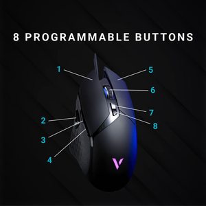 Rapoo VT30 RGB LED EsportコンピューターマウスゲーマーPCUSBプログラマー機能用の人間工学に基づいた有線光学追跡 - Product Image 5