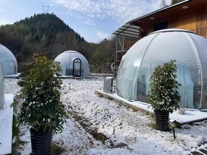 Thiết kế hiện đại glamping trong suốt Polycarbonate Ellipse nhà đúc sẵn đo đạc chỗ ở khách sạn biệt thự cửa hàng nhà - Product Image 4