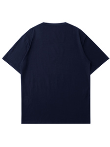 メンズクラシックサマークルーネックTシャツ,ソフト通気性バルク服,在庫カジュアル半袖Tシャツ無地ネイビーブルー