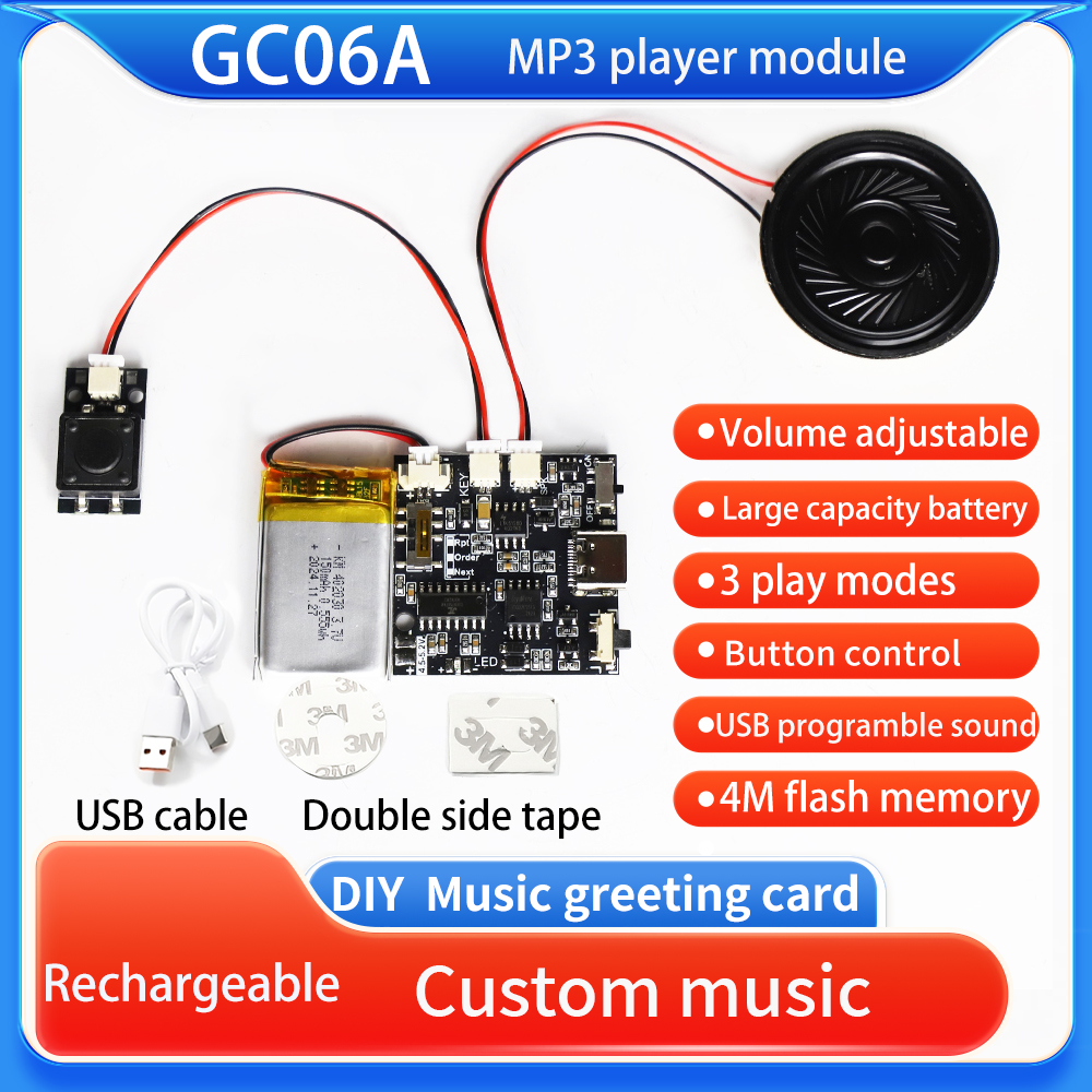 GC06A Recording greeting card movement creative <strong>gift</strong> box Christmas birthday card music cover wall MP3 download voice module kit - Product Image 6