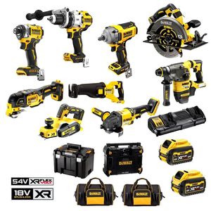 En kaliteli hızlı satış 100% yeni Dewalts DCZ1001X2-XE 18V/54V 9.0Ah fırçasız akülü XR karışık gerilim 10pce Combo kiti