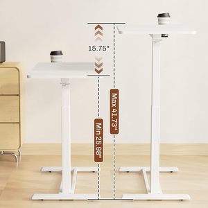 AJUNION Escritorio de pie en forma de C Cena de hospital Mesa de centro Ahorro de espacio Altura ajustable Estación de trabajo de computadora pequeña móvil - Product Image 4