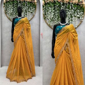 ชุดส่าหรีสำหรับผู้หญิงเสื้อเบลาส์โมโนทรงหนักจากผู้ผลิตในอินเดีย
