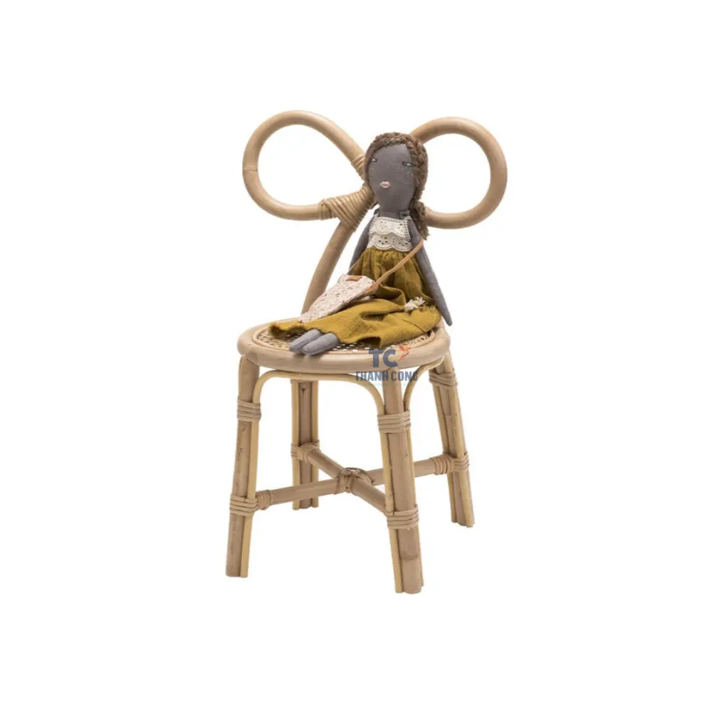 Commerci all'ingrosso sedia con fiocco per bambole asilo Mini giocattoli mobili sedie personalizzate in Rattan