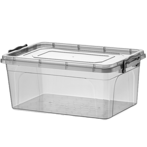 Caja de almacenamiento transparente apilable de 5L con tapa de bloqueo seguro, contenedor organizador de plástico duradero para despensa, nevera, cocina - Product Image 1