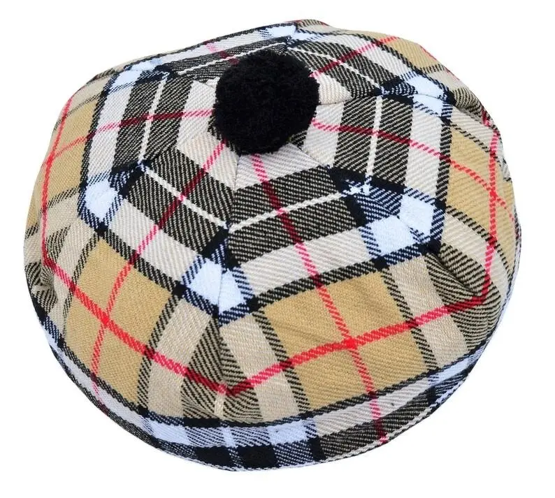 High Quality Scottish Blue Tartan Tam O' Shanter Hat Tartan Tammy Scottish Tammy Hat