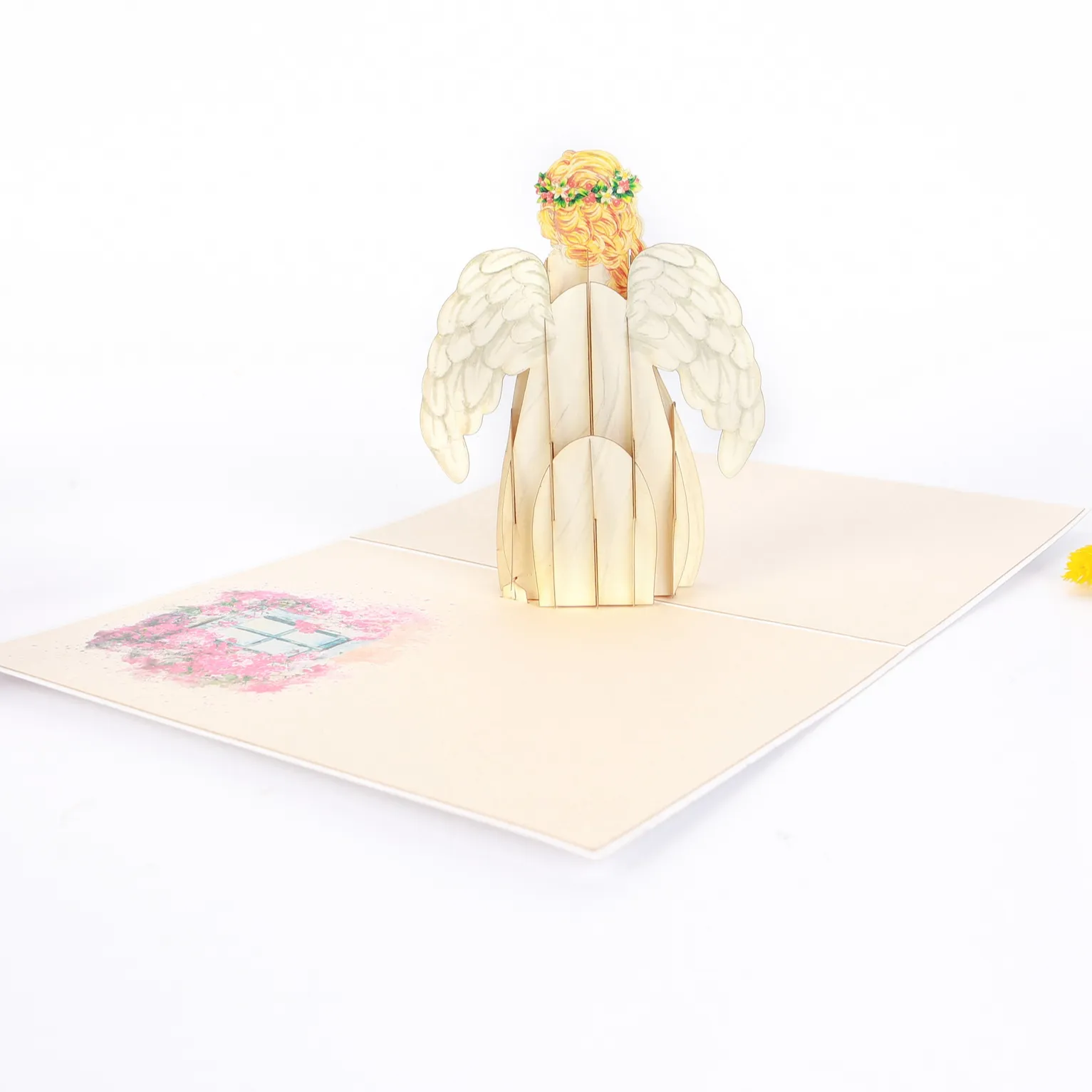 Kiricard Yellow Christmas Angel Card 3D kirigami Pop Up Greeting Card best seller by Vietnamese Manufacturer Handicraft