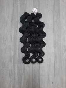 ベトナムのドナーバージンヘアエクステンションボディウェーブスーパーウェーブスタイルポニーテールメッシーブン生縫い人間の髪
