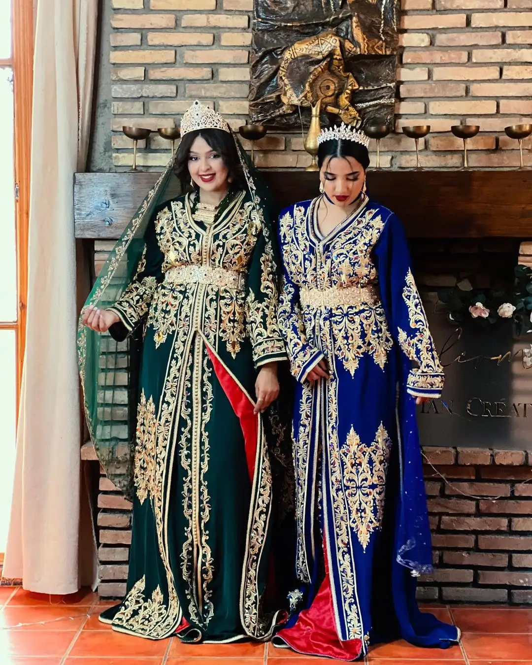 Caftan marocain en velours satiné bleu royal pour robe de mariée de mariage arabe Dubaï Koweït Oman Maroc pour femme musulmane mariée