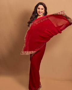 Hint zarif Designer tasarımcı kırmızı Saree etnik Ethnic Georgette Saree dijital baskı özel son Saree <span class=keywords><strong>Sari</strong></span>