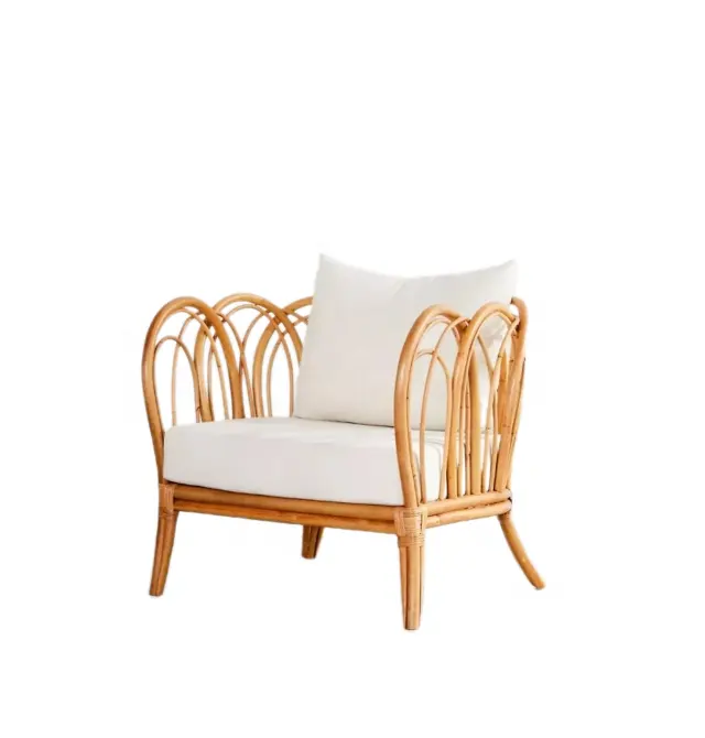 Cadeira de jantar de vime natural para móveis com padrões florais, ideal para sala de jantar doméstica ou restaurante de hotel, melhor preço do Vietnã G31