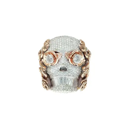 Real VVS Moissanite Hip Hop Jewelry Mens Diamond Skull Ring 925 Silver