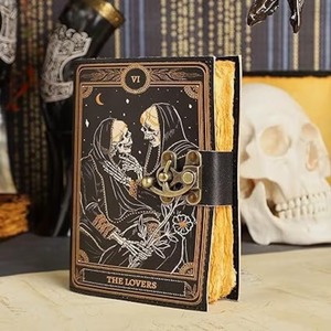 A5 kitap büyüleri dergisi deri Deckle kağıt Grimoire Spiral ajanda özel Logo eyer dikiş ciltli hediye kutusu ambalaj - Product Image 5
