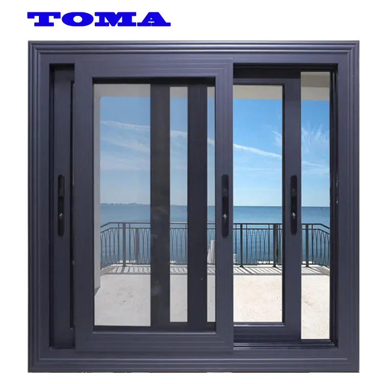 Fenêtre en aluminium à double vitrage AS2047 TOMA European Standard, fenêtres coulissantes pour maisons