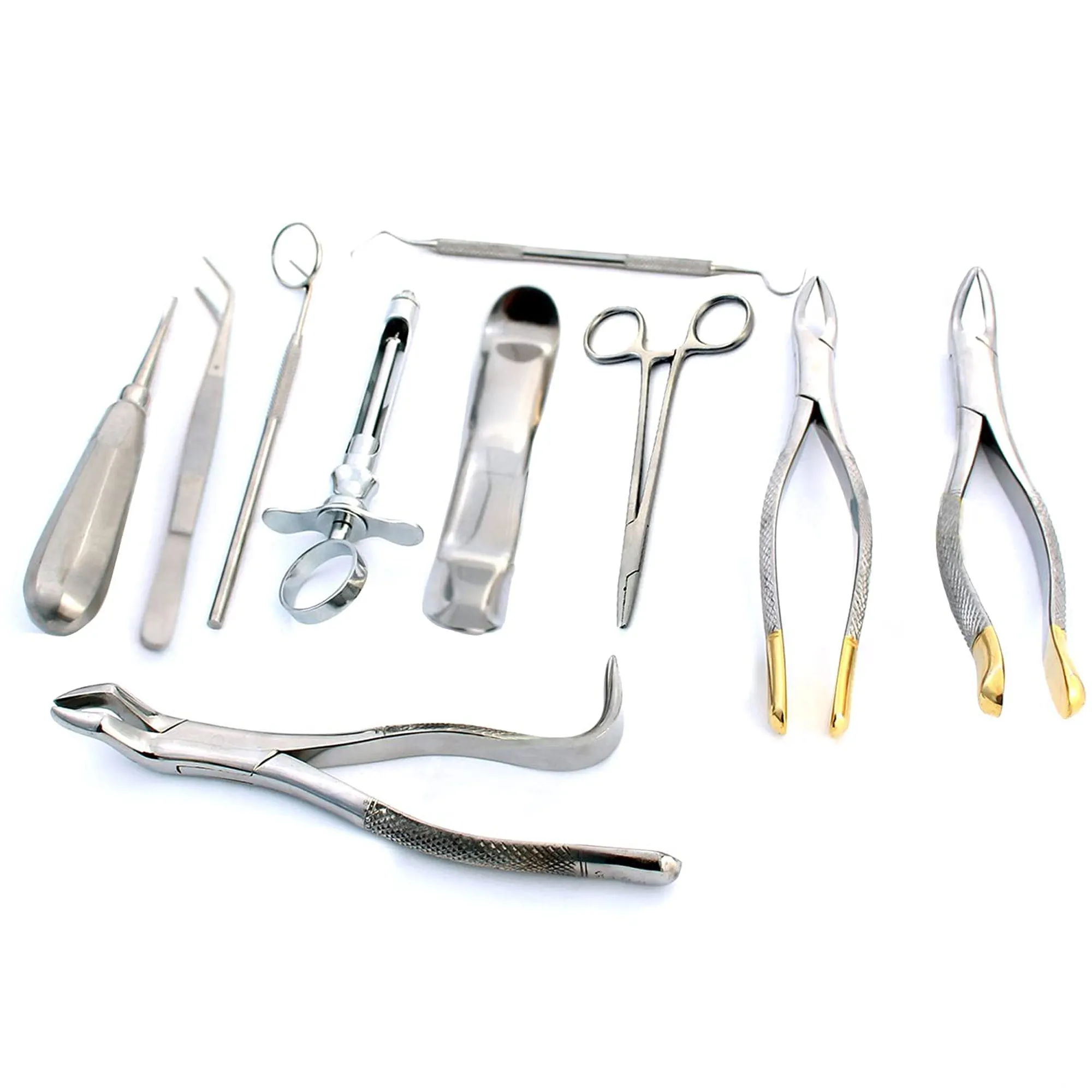 Kit de dientes para cirugía dental, fórceps/Elevadores/escaladores/sonda/jeringa dental/fórceps de tejido, implantes dentales