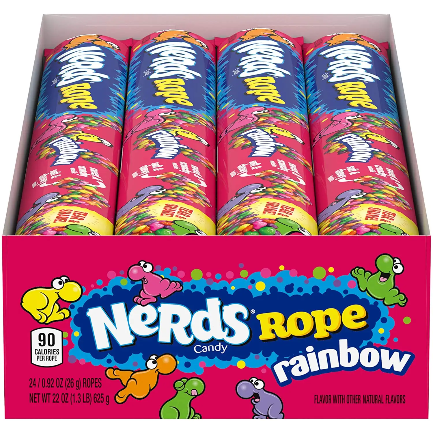 Nerd Rope Rainbow Candy Box Display Bulk Candy 0.92 Onças (Pack de 24) Doces americanos