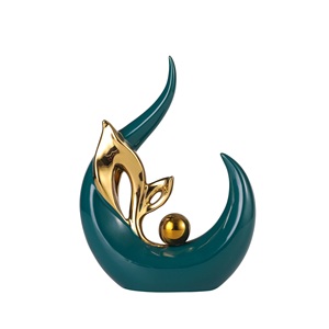 The Showpiece Is Crafted with <strong>a</strong> <strong>Combination</strong> of Aluminium Wood and Marble Creative Modern Art Abstract Sculpture Figurines - Product Image 5