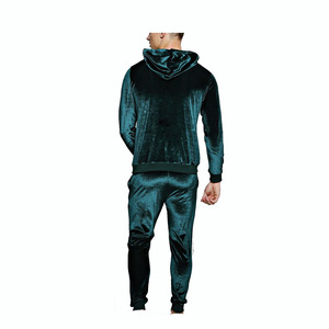 卸売カスタムベロアベルベットスキニージッパートラックスーツ男性プレーンスリムフィット男性スウェットスーツ - Product Image 6