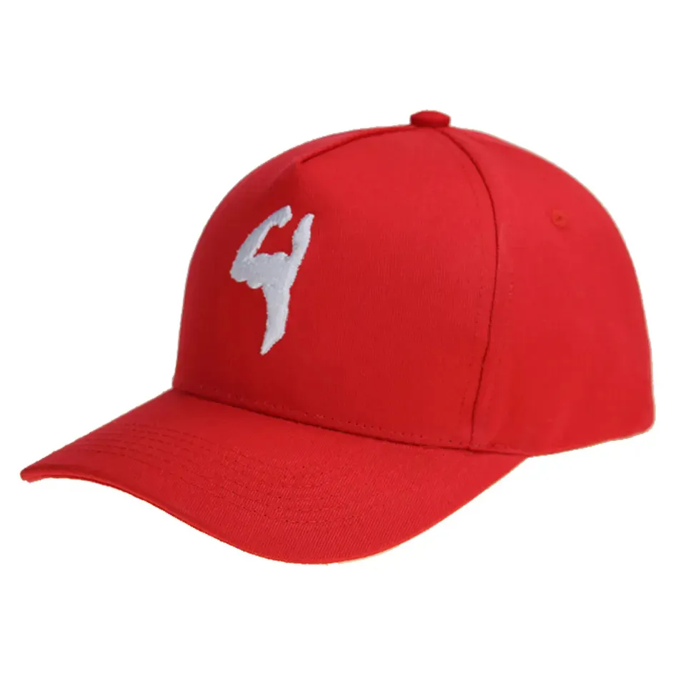 Casquette de baseball de haute qualité broderie promotionnelle rouge casquette de baseball de sport personnalisée en gros nouveau style casquettes couleur rouge 5 panneaux