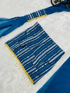 宝莱坞设计师Kid <span class=keywords><strong>Lehenga</strong></span> Choli丝绸民族服装印度巴基斯坦婚礼派对服装刺绣传统萨尔瓦卡梅兹