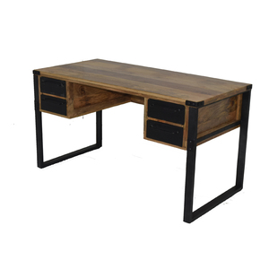Escritorio de oficina con marco de madera y hierro superior con cajones múltiples, mesa de estudio, mesa de escritorio de ordenador para uso en el hogar y la Oficina - Product Image 1