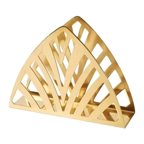 Premium Quality Hand Press Latest Design Metal Iron Triangle Frame Napkin Holder Gold Plated For Anniversary Parties Table Decor