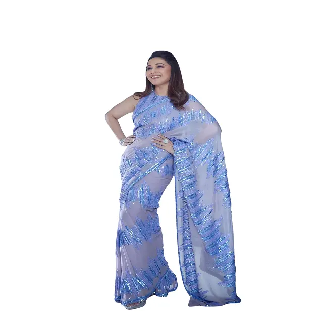 Zware Werkfeestkleding Saree Designer Georgette Pailletten Bollywood Saree