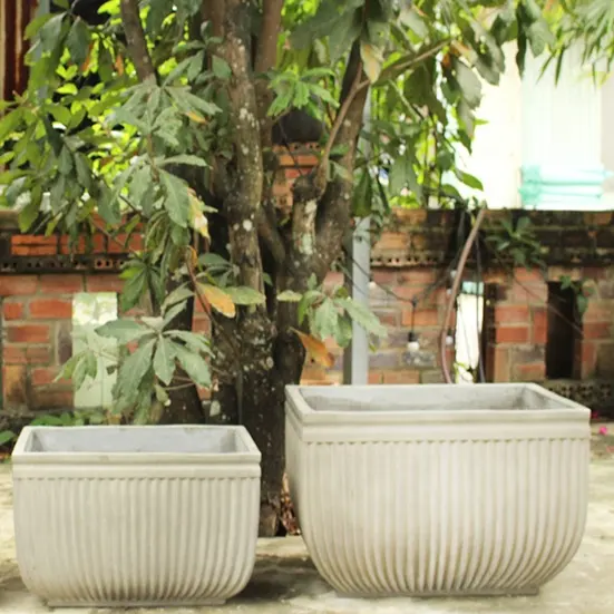 Eco-Friendly Garden Flower Box Concrete Planter Box Raised Outside Decoration Flower Pots Beds Made In Vietnam