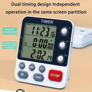 Temporizzatore digitale doppio da cucina 3 canali Count UP Timer di cottura grande Display allarme Volume ad alto Volume con supporto magnetico