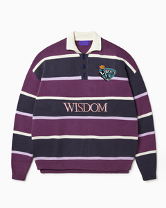 Jersey de punto con patrón de rayas en contraste OEM y ODM, suéter de punto con botones y cuello grueso a la moda para hombre