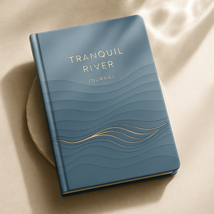 สมุดบันทึกปกแข็ง LABON Tranquil River Journal รุ่นพรีเมียม สีน้ำเงิน ลายคลื่นนูน ปั๊มฟอยล์ทอง สำหรับเขียนบันทึกการวางแผน การดูแลตนเอง - Product Image 6