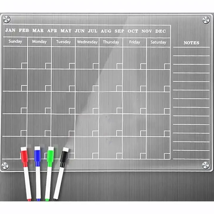 MC22 Magnetic Dry Erase Kalender tafel Klarer Acryl kalender Whiteboard 17 "x 12" Für Kühlschrank mit 4 Farb markierungen