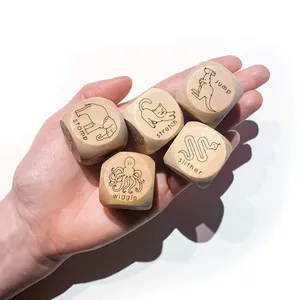 动物动作木头骰子游戏儿童动物运动活动儿童猜字谜游戏幼儿幼儿园带包 - Product Image 3