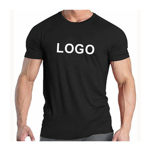 Erkekler için stokta baskılı sıkıştırma Fit spor Tee hızlı kuru nefes kumaş ile 90 Polyester 10 Spandex eğitim gömlek