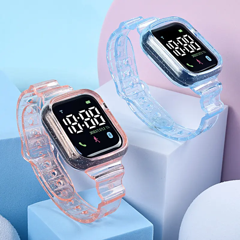 Jam tangan olahraga anak jam tangan silikon transparan untuk anak reloj gelang silikon olahraga modis grosir jam tangan