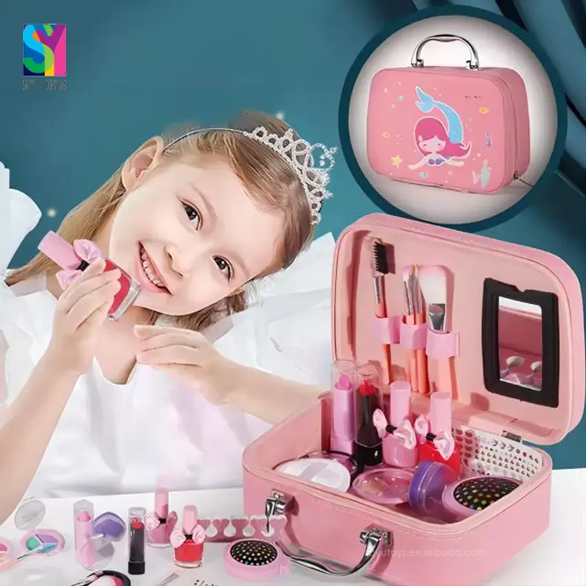 Ensemble de maquillage pour filles, jouets de beauté, pinceaux de maquillage, blush, rouge à lèvres, ombre à paupières, maquillage pour enfants, maison de jeu