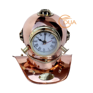 Cổ Điển Antique Brass Lặn Mũ Bảo Hiểm Với Analog Đồng Hồ Vòng Hải Lý Hàng Hải Thu Bàn Trang Trí Nội Thất Quà Tặng - Product Image 1