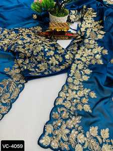 Hint etnik giyim saf Rangoli ipek ile Codding c pallu nakış iş ve tüm Sari Butta üzerinde Cut Work Work Sari ile çalışmak - Product Image 4