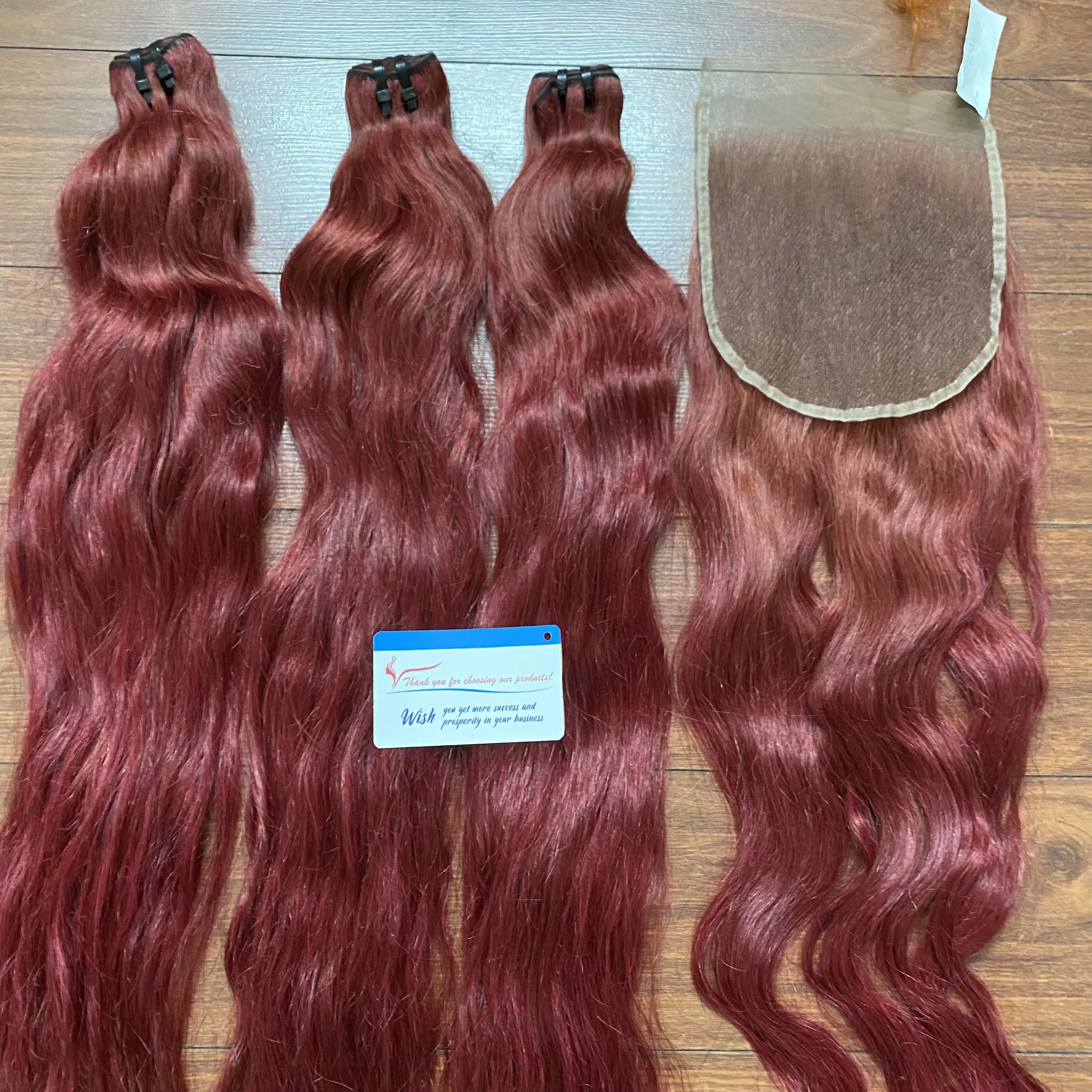 Pelo ondulado vietnamita, máquina de cabello humano nigeriano de color rojo oscuro