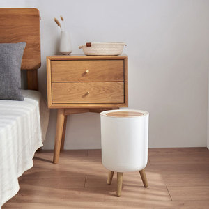 Cubo de basura con cubierta de escritorio, con cubierta de estilo nórdico contenedor de basura de grano de madera para cocina, baño, dormitorio, cubo de basura de reciclaje - Product Image 4