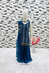 宝莱坞设计师Kid <span class=keywords><strong>Lehenga</strong></span> Choli丝绸民族服装印度巴基斯坦婚礼派对服装刺绣传统萨尔瓦卡梅兹