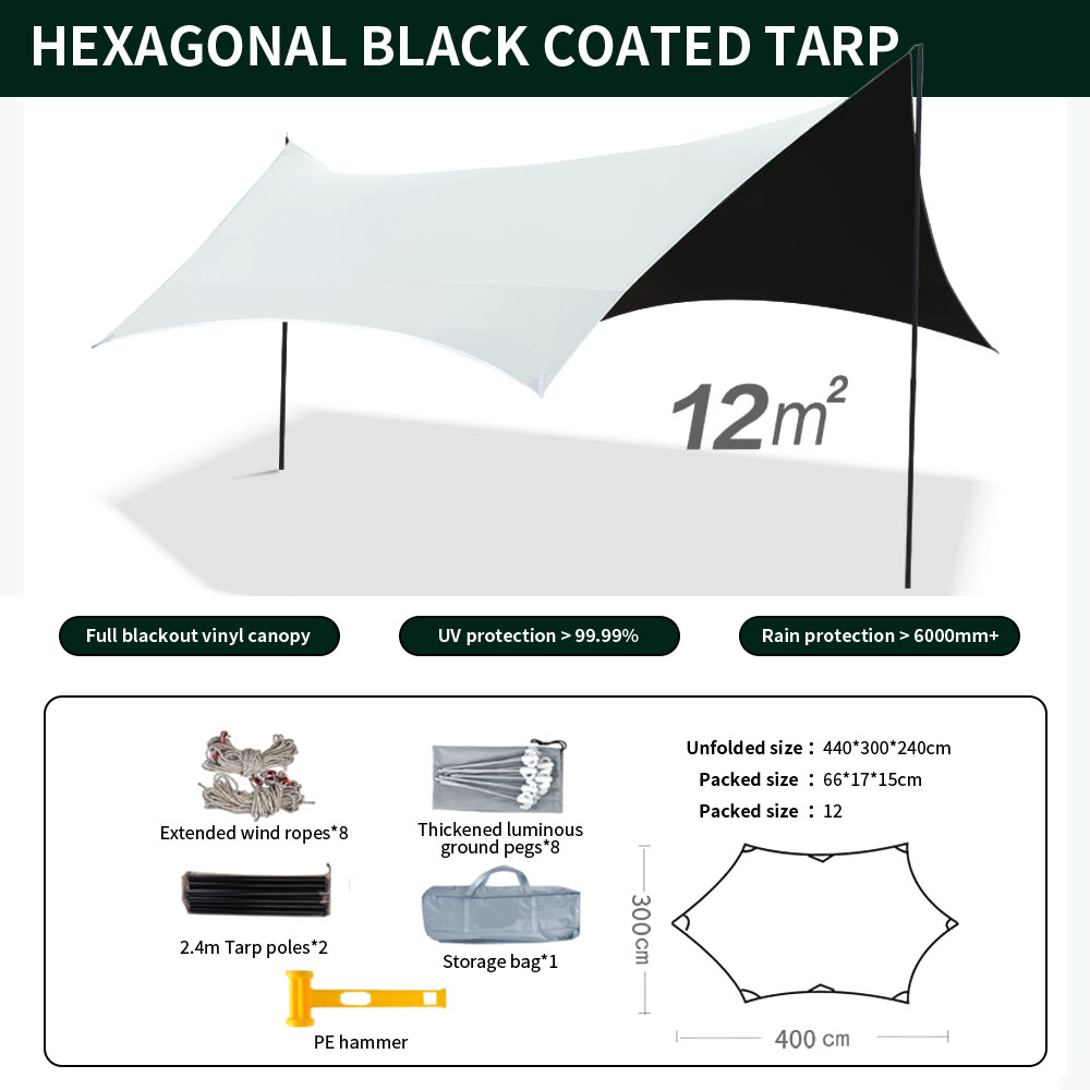 Bâche hexagonale à revêtement noir